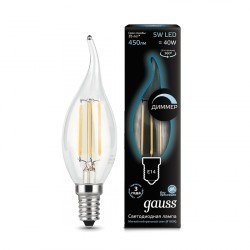 Лампа Gauss LED Filament Candle tailed dimmable 104801205-D