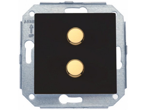 Выключатель 2-клавишный кнопочный Fontini F37, скрытый монтаж, золото/коричневый, 37343542
