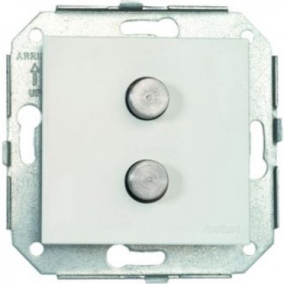 Выключатель 2-клавишный кнопочный Fontini F37, скрытый монтаж, стальной/белый, 37343252