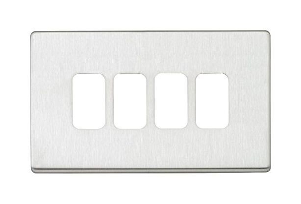 Лицевая панель для 4 модулей MK Electric GRID, K24334LBS, лакированная матовая сталь