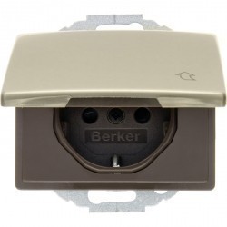 Розетка Berker ARSYS, скрытый монтаж, с заземлением, с крышкой, светло-бронзовый, 47570001