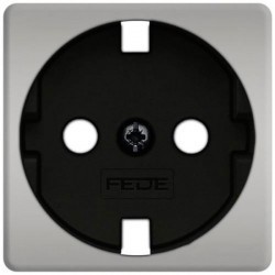 Накладка на розетку Fede коллекции FEDE, с заземлением, bright chrome/черный, FD04314CB-M