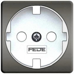 Накладка на розетку Fede коллекции FEDE, с заземлением, bright chrome/белый, FD04314CB