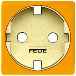 Накладка на розетку Fede коллекции FEDE, с заземлением, real gold/бежевый, FD04335OR-A