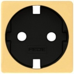 Накладка на розетку Fede коллекции FEDE, с заземлением, real gold/черный, FD04335OR-M