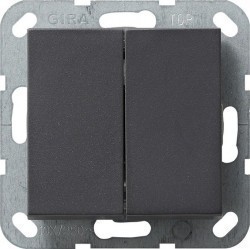 Переключатель 2-клавишный кнопочный Gira SYSTEM 55, скрытый монтаж, антрацит, 012828