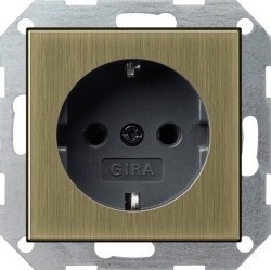 Розетка Gira SYSTEM 55, скрытый монтаж, с заземлением, бронза/антрацит, 0466603