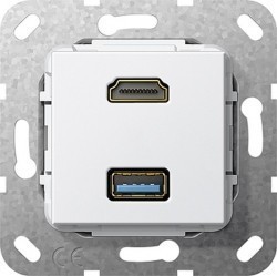Розетка HDMI+USB Gira SYSTEM 55, белый, 567803