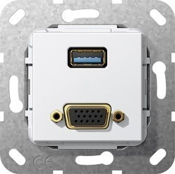 Розетка VGA+USB Gira SYSTEM 55, белый, 568903