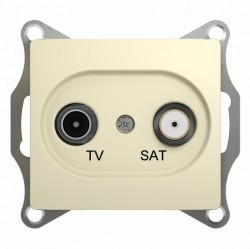 Розетка TV-SAT Schneider Electric GLOSSA, проходная, бежевый, GSL000298