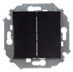 Выключатель 2-клавишный кнопочный Simon SIMON 15, скрытый монтаж, черный глянцевый, 1591398-032